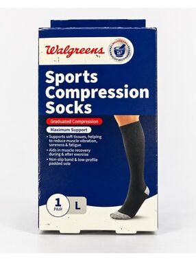 Walgreens Sports Compression Socks Maximum Support Large Black 1 Pair